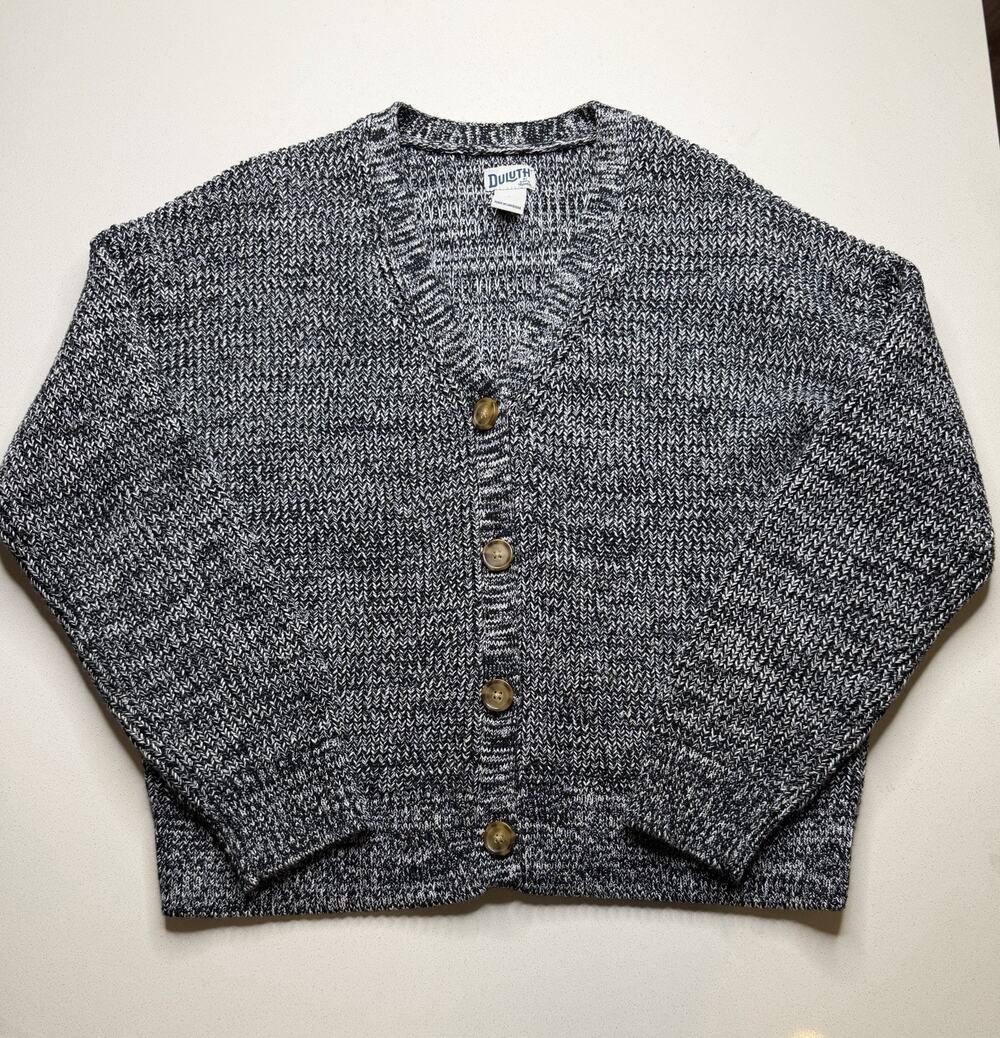 Duluth Trading Co Women’s Size L Thick Chunky Boxy Heavy Cardigan Sweater Shaker
